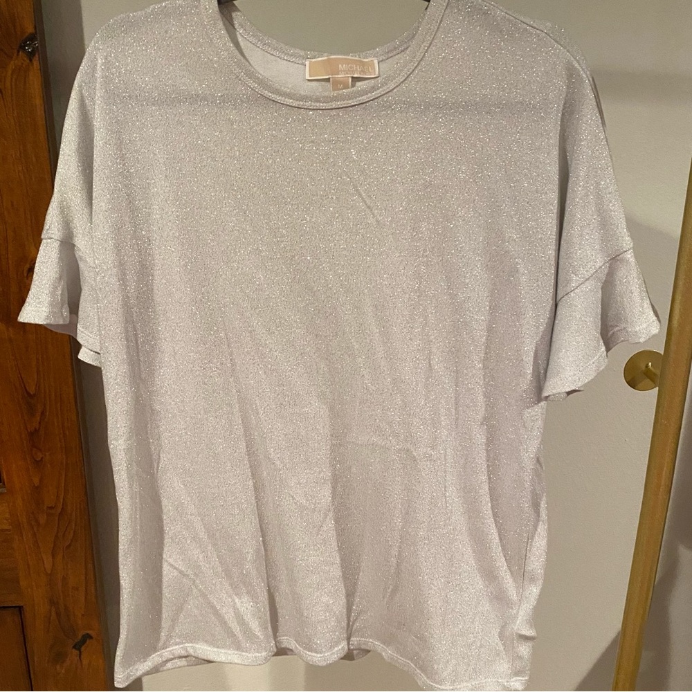 Michael Kors Glitter Flutter Sleeve Women’s Shirt Size Medium